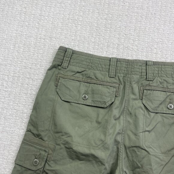 Y2K Tommy Hilfiger TH Cargo Shorts Military Green Tech Pockets Utility Men Sz 33 - Picture 13 of 16